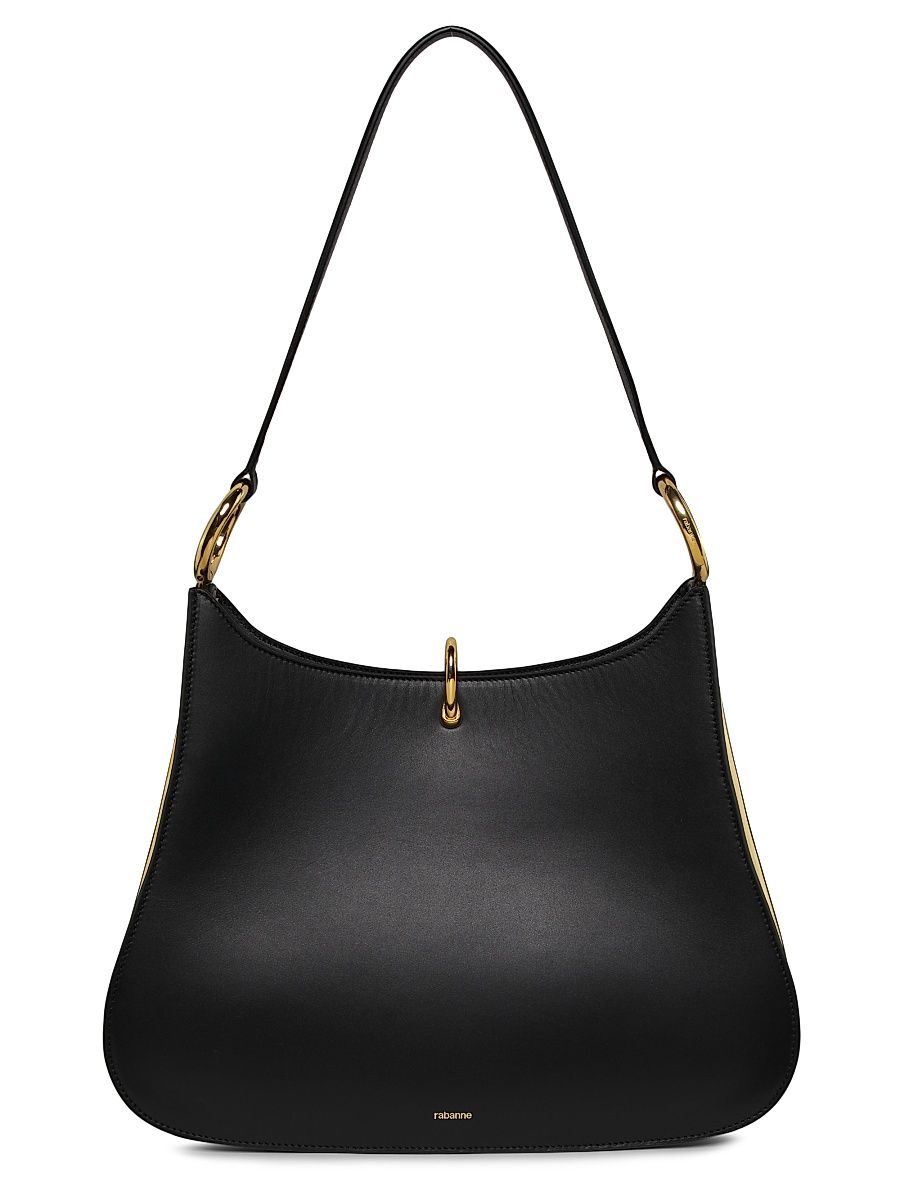 Women's Medium Preco Leather Shoulder Bag - Black Gold