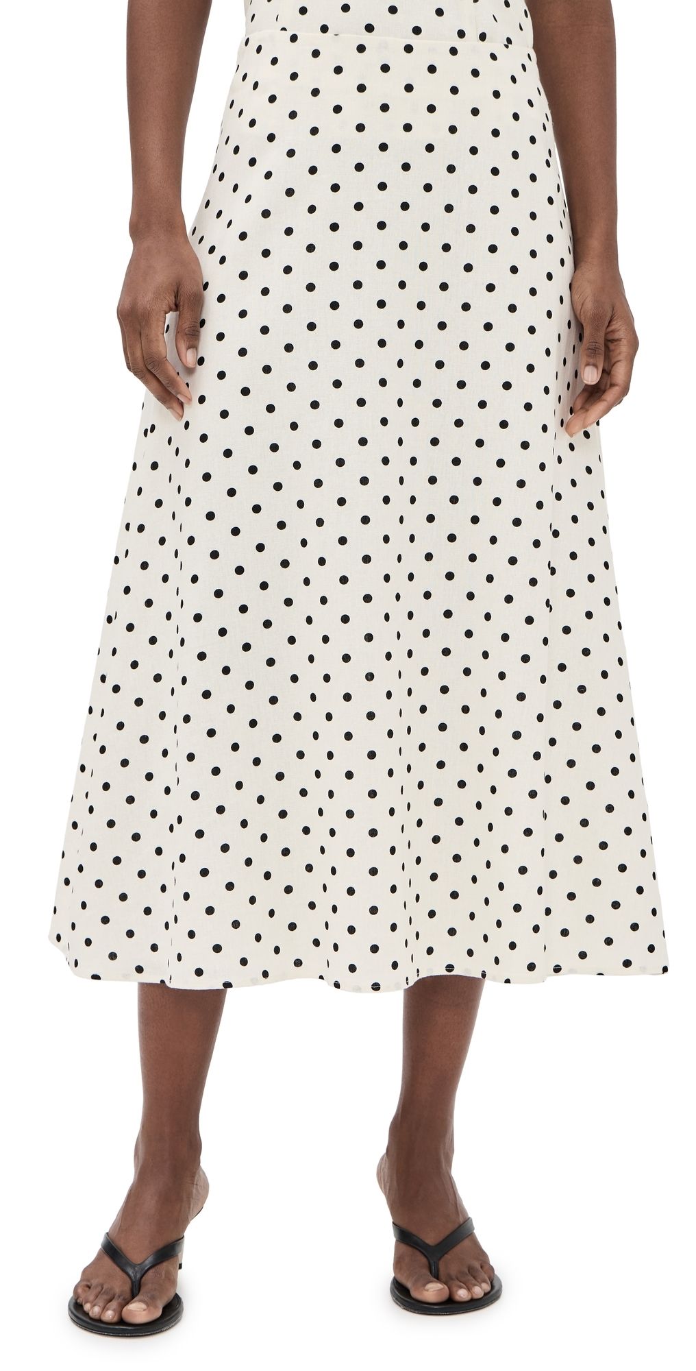 WAYF Blaire Midi Skirt Ivory Polka Dot S