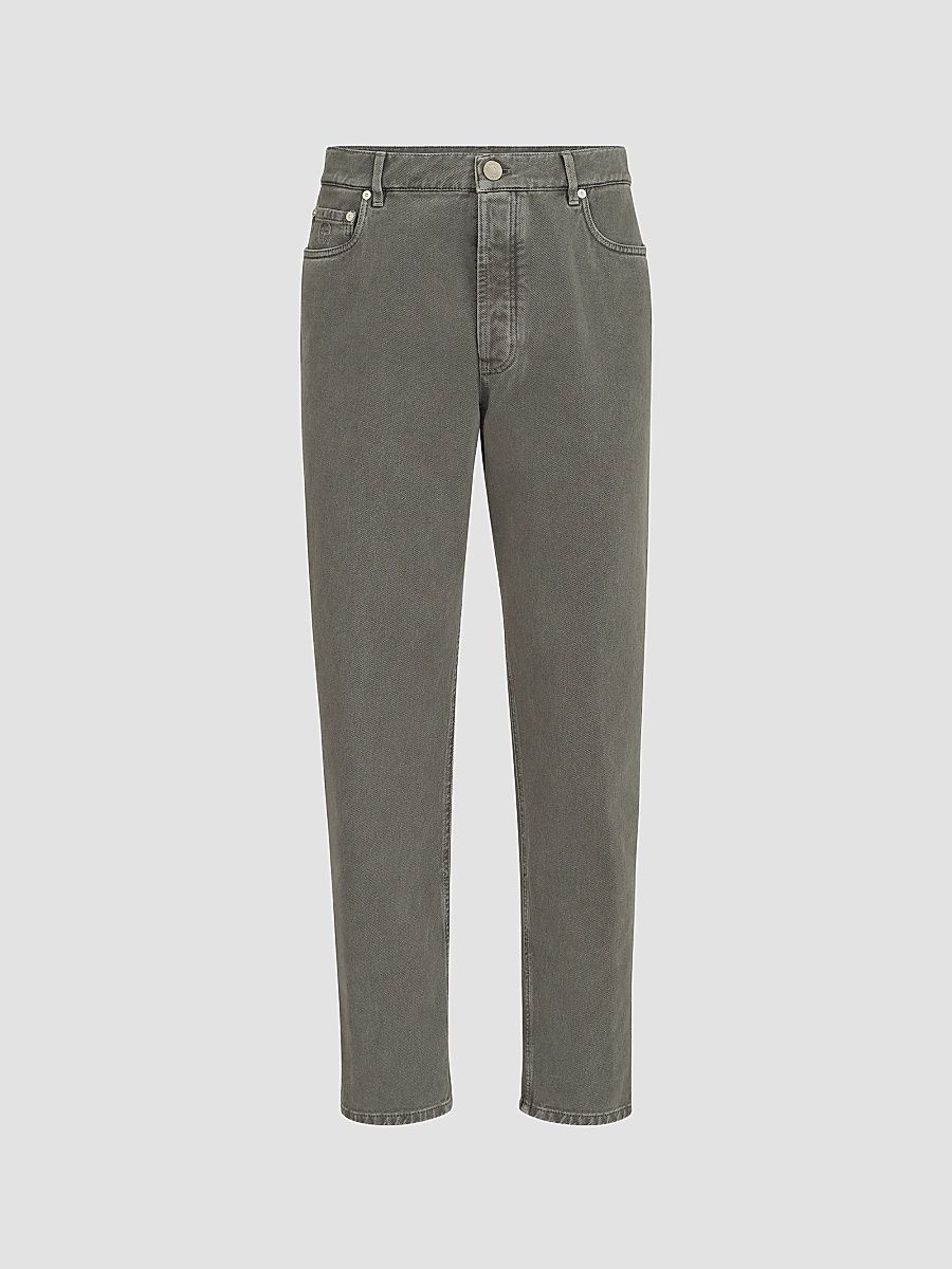 Men's Garment-Dyed Denim Iconic Fit Five-Pocket Jeans - Grey - Size 52