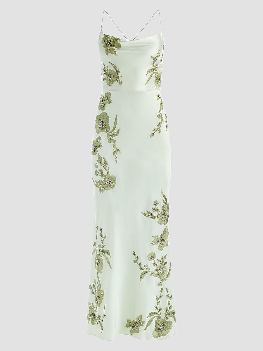 Women's Montana Floral-Embellished Cowlneck Maxi Dress - Green Lily - Size 0