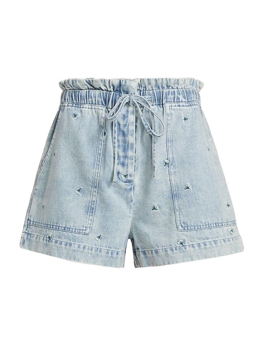 Women's Foster Embroidered Shorts - Ivory Carnations - Size XL