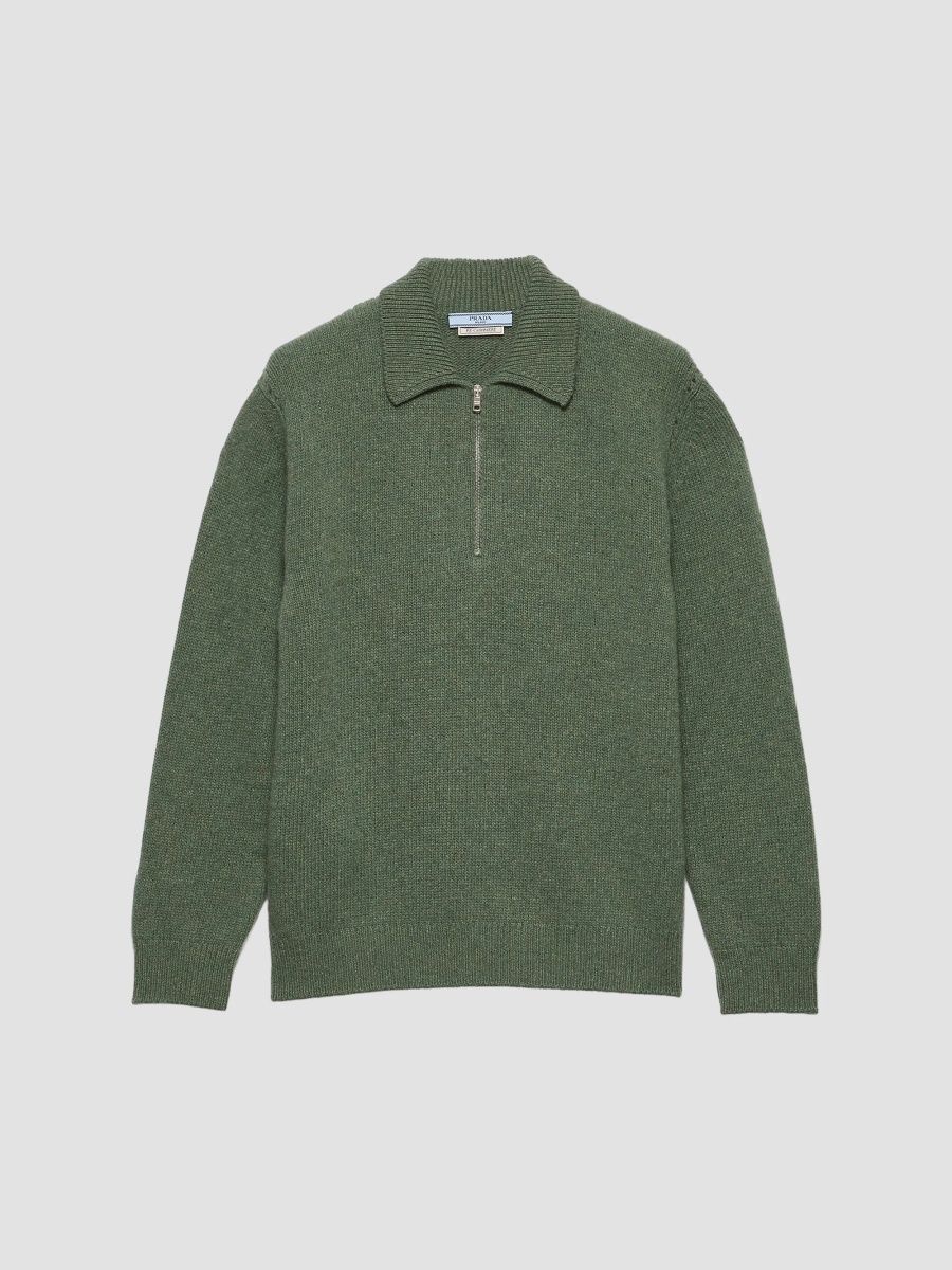 Prada Women's Cashmere Polo Sweater - Green - Size 10