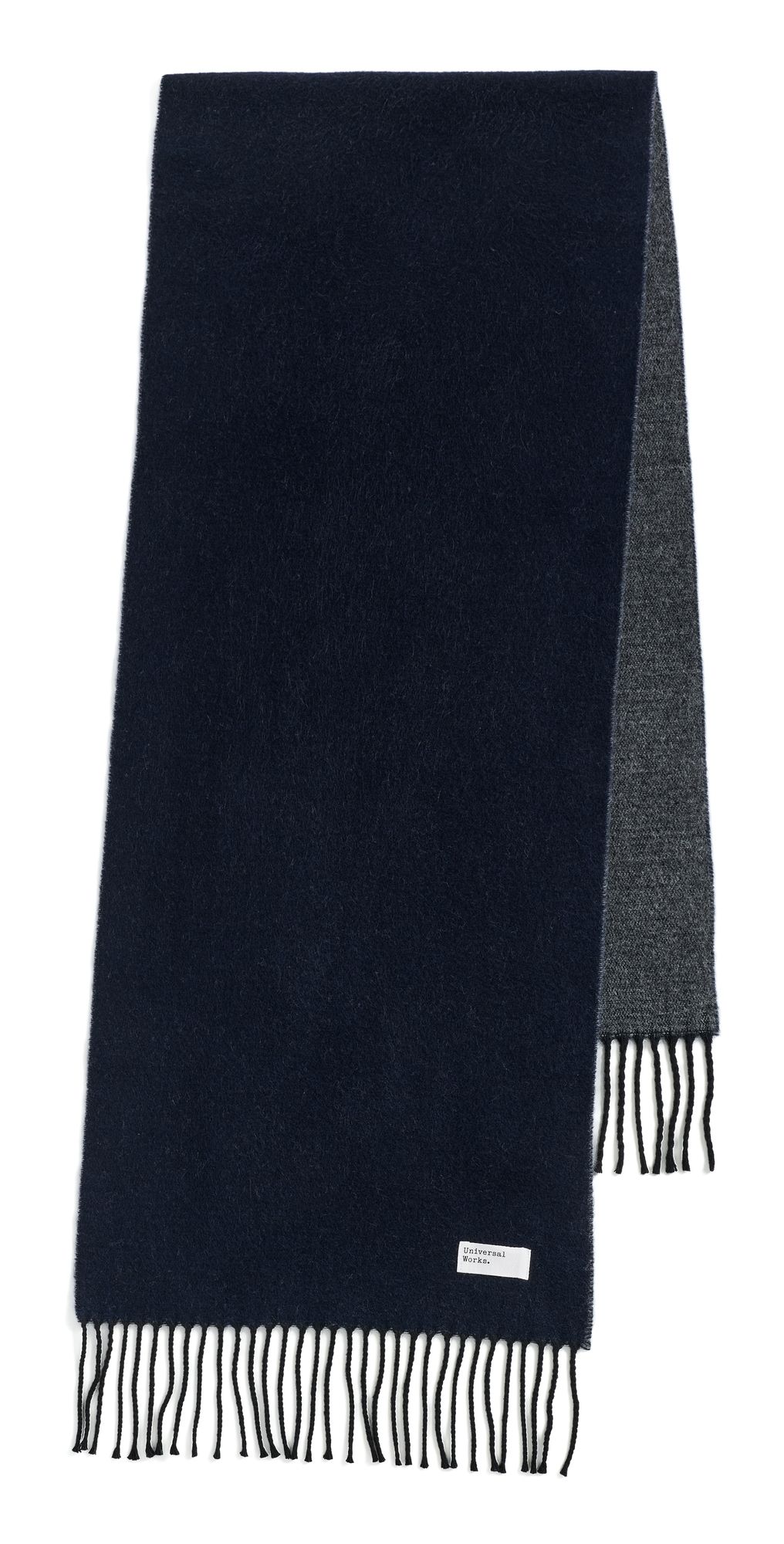 Universal Works Double Sided Scarf Navy/Mid Grey One Size