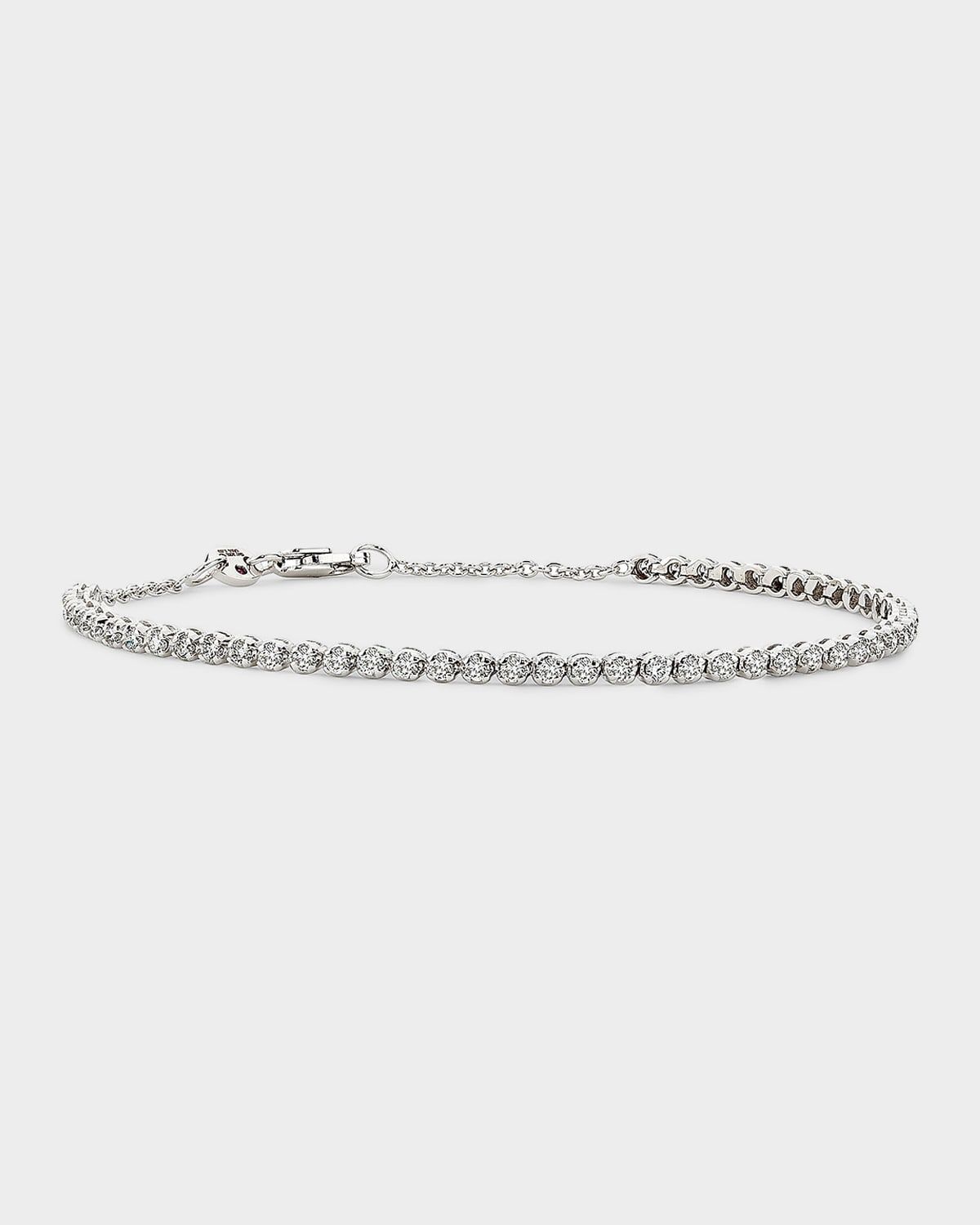 18K White Gold Diamond Tennis Bracelet, 1.0tcw
