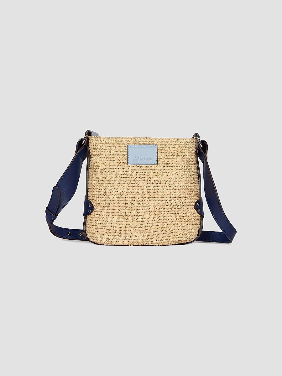 Isabel Marant Women's Mini Bayia Raffia & Leather Shoulder Bag - Natural Blue