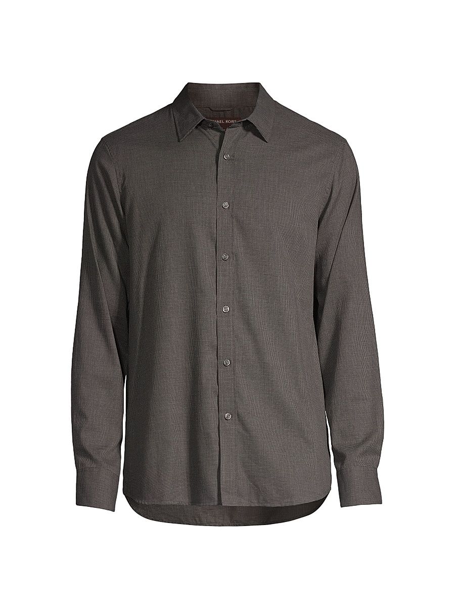 Men's Cotton Button-Front Shirt - Ash Melange - Size Small