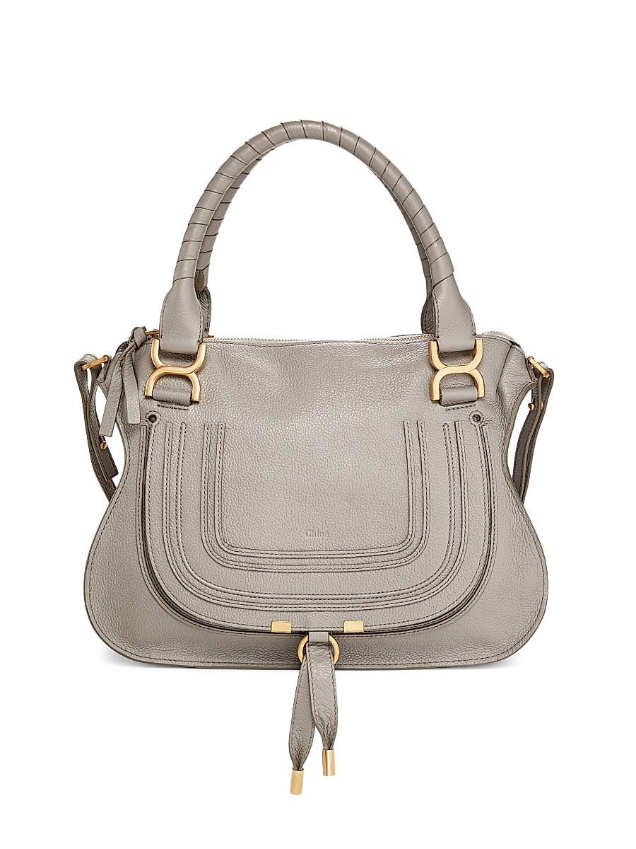 Women's Medium Marcie Leather Satchel - Cashmere Grey