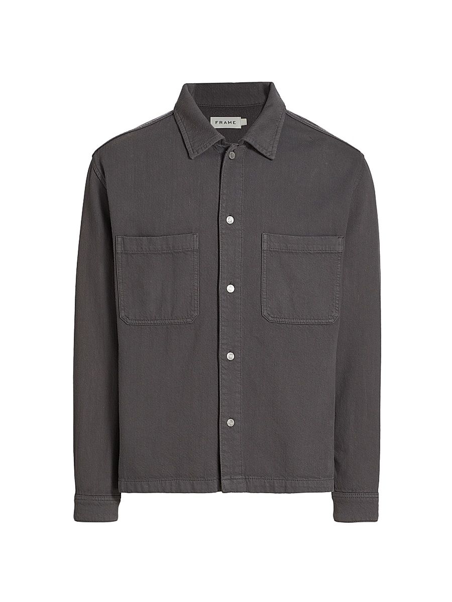 Men's Textured Terry Double Pocket Relaxed Shirt - Slate Gray - Size Large