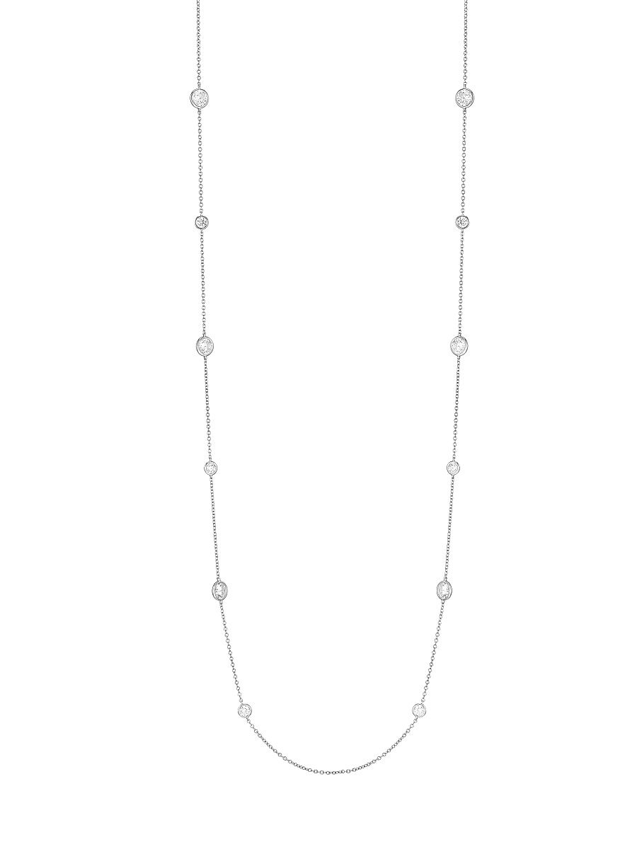 Women's Elevate Cubic Zirconia Paper Clip Station Necklace - Silver