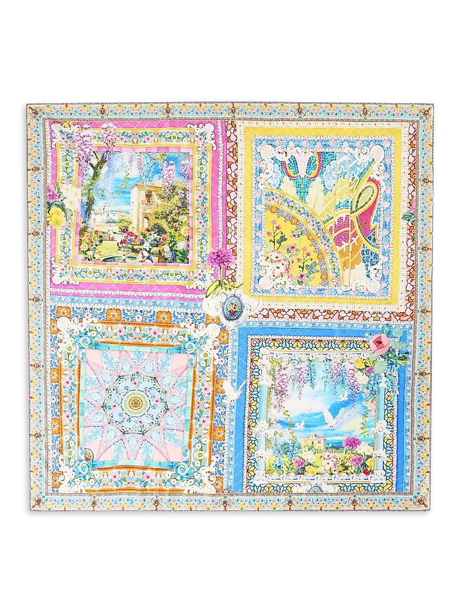 Women's Large Embellished Silk Square Scarf - Navas Nouveau