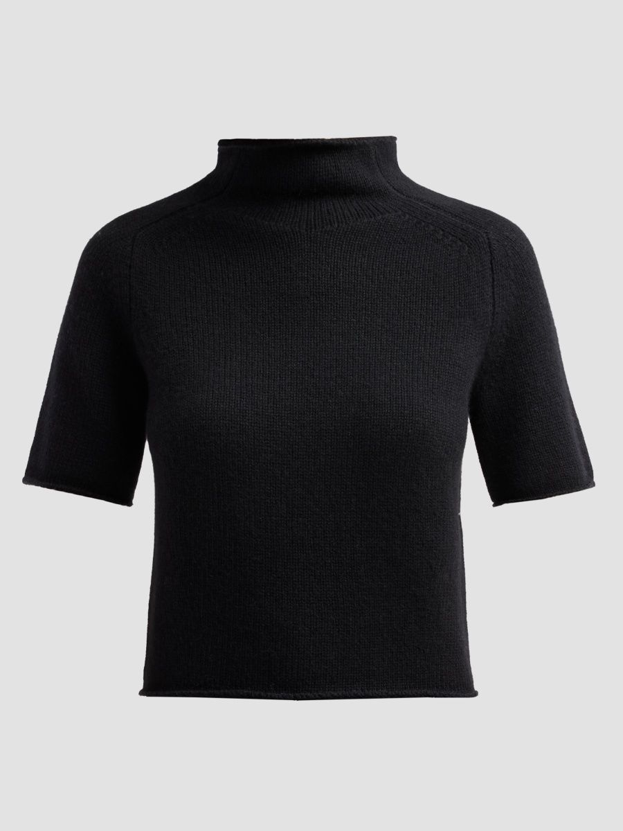 Lisa Yang Women's Fride Cashmere Short-Sleeve Sweater - Black - Size Medium