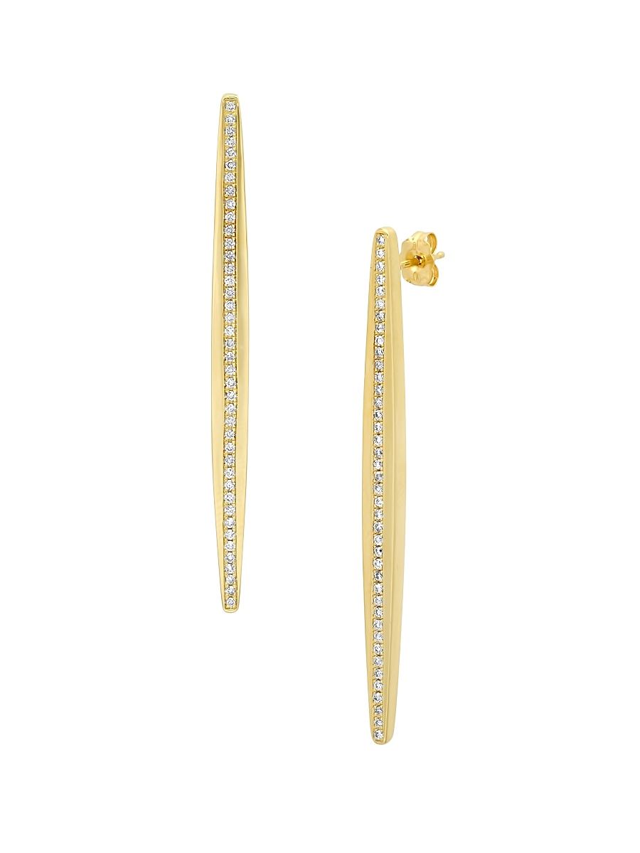 Women's 14K Yellow Gold & 0.44 TCW Diamond Stick Earrings - Yellow Gold