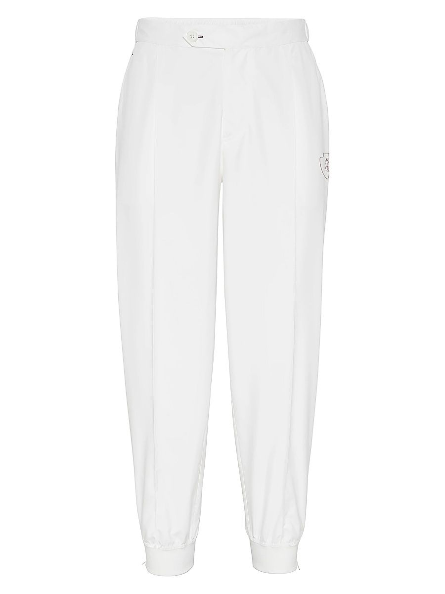 Men's Nylon Trousers with Tabbed Waistband - White - Size XXL