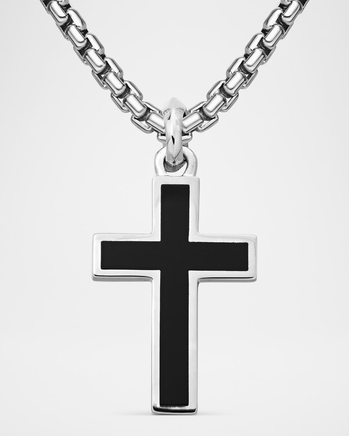 Men & apos;s Exotic Stone Cross Pendant with Gemstone in Silver, 26mm