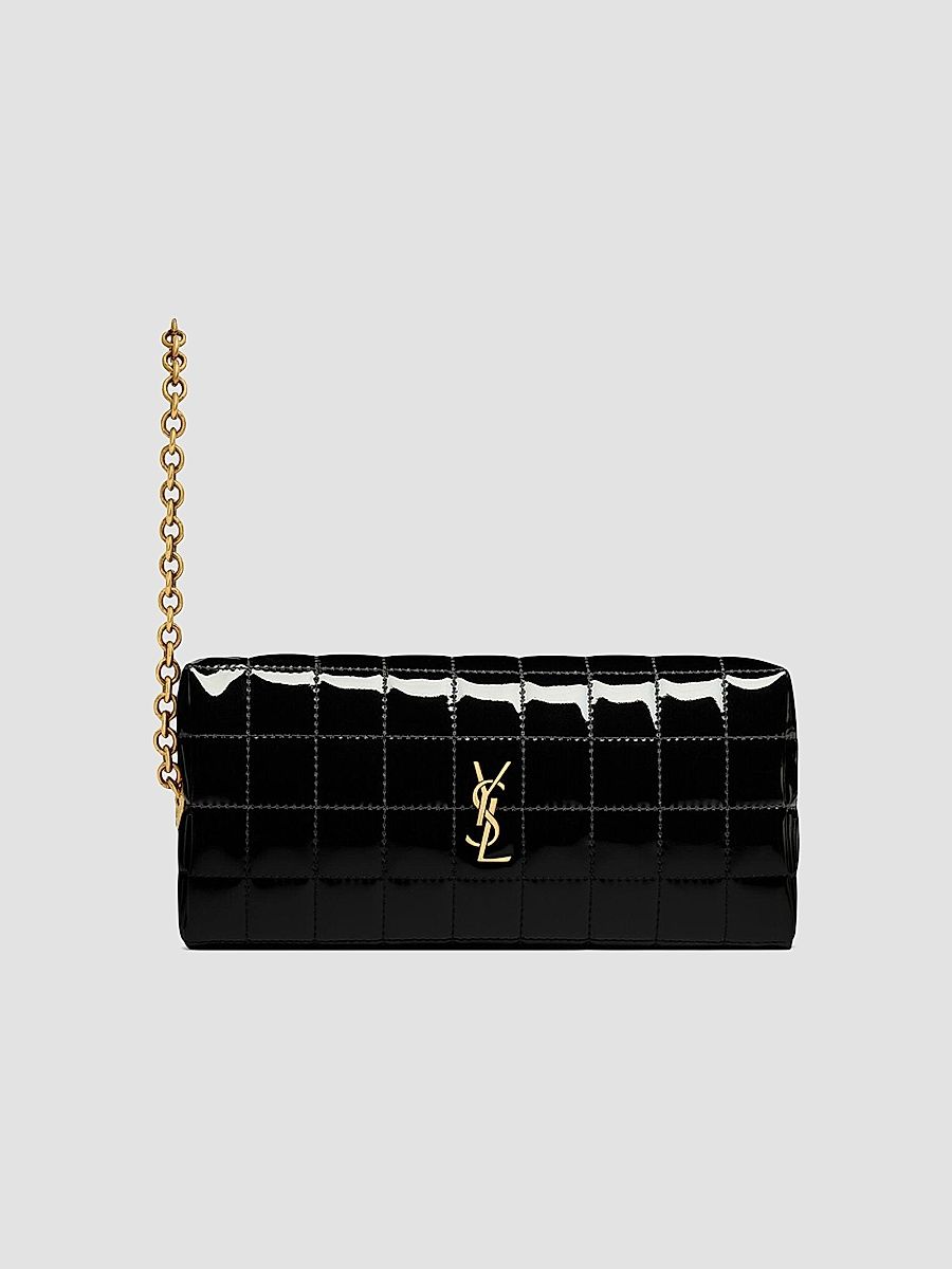 Saint Laurent Women's Cassandre Matelassé Carré Pouch on Chain - Dark Red Wine