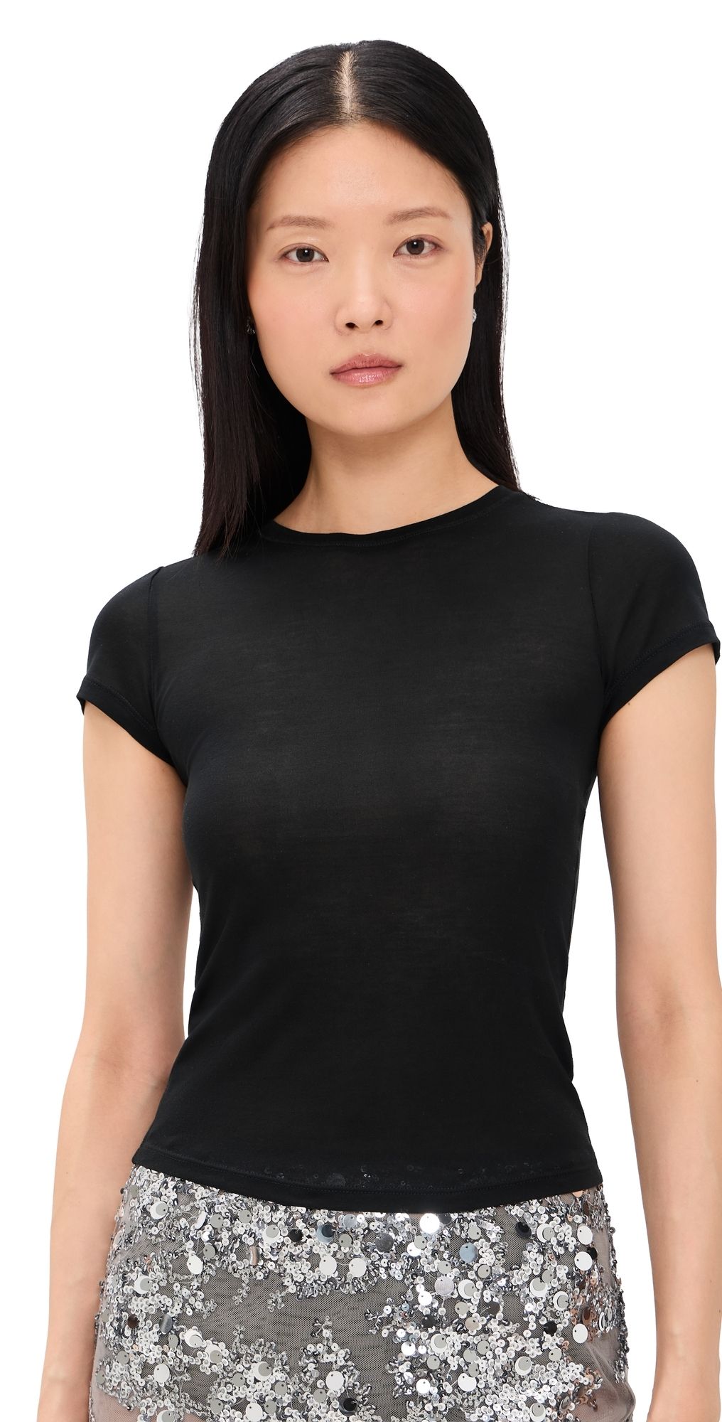 Paris Georgia Sheer Baby Tee Black XS