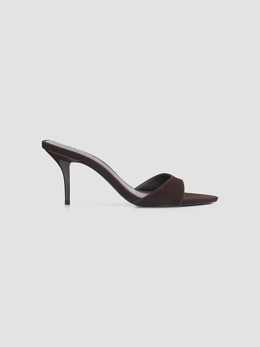 Schutz Women's Elodie 75MM Leather Slip-On Sandals - Chocolate Suede - Size 11