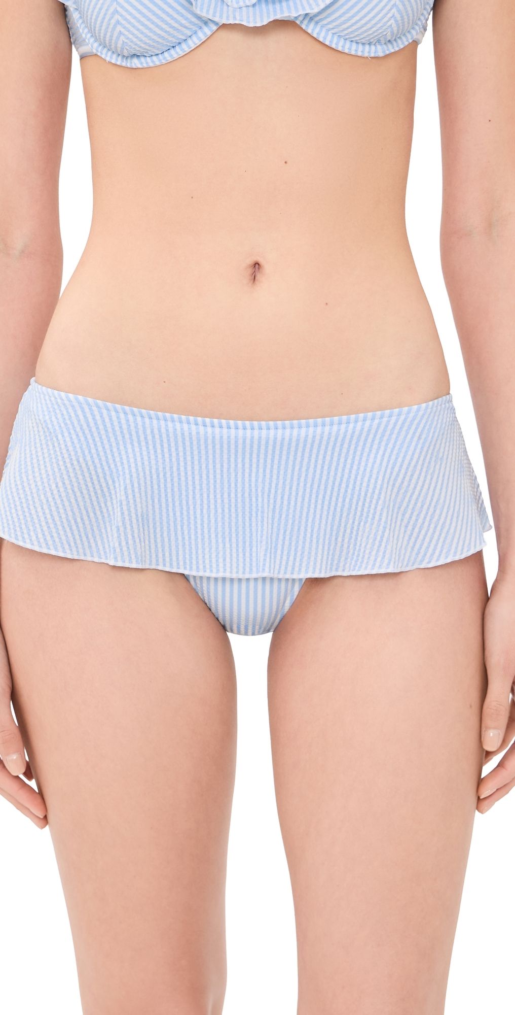 Frankies Bikinis Venus Seersucker Bikini Bottoms Saltwater Stripe XL