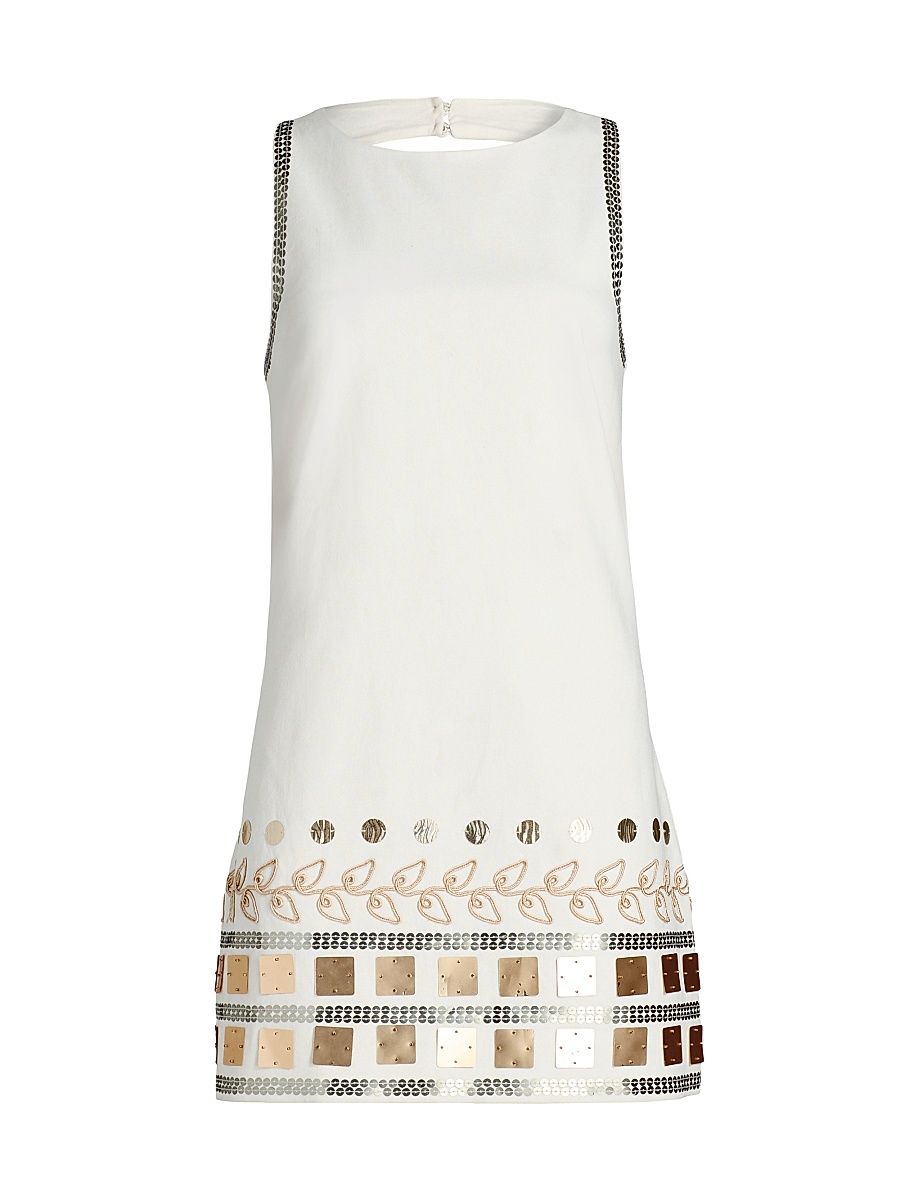 Women's Tabitha Embellished Cotton A-Line Minidress - Ivory - Size 8