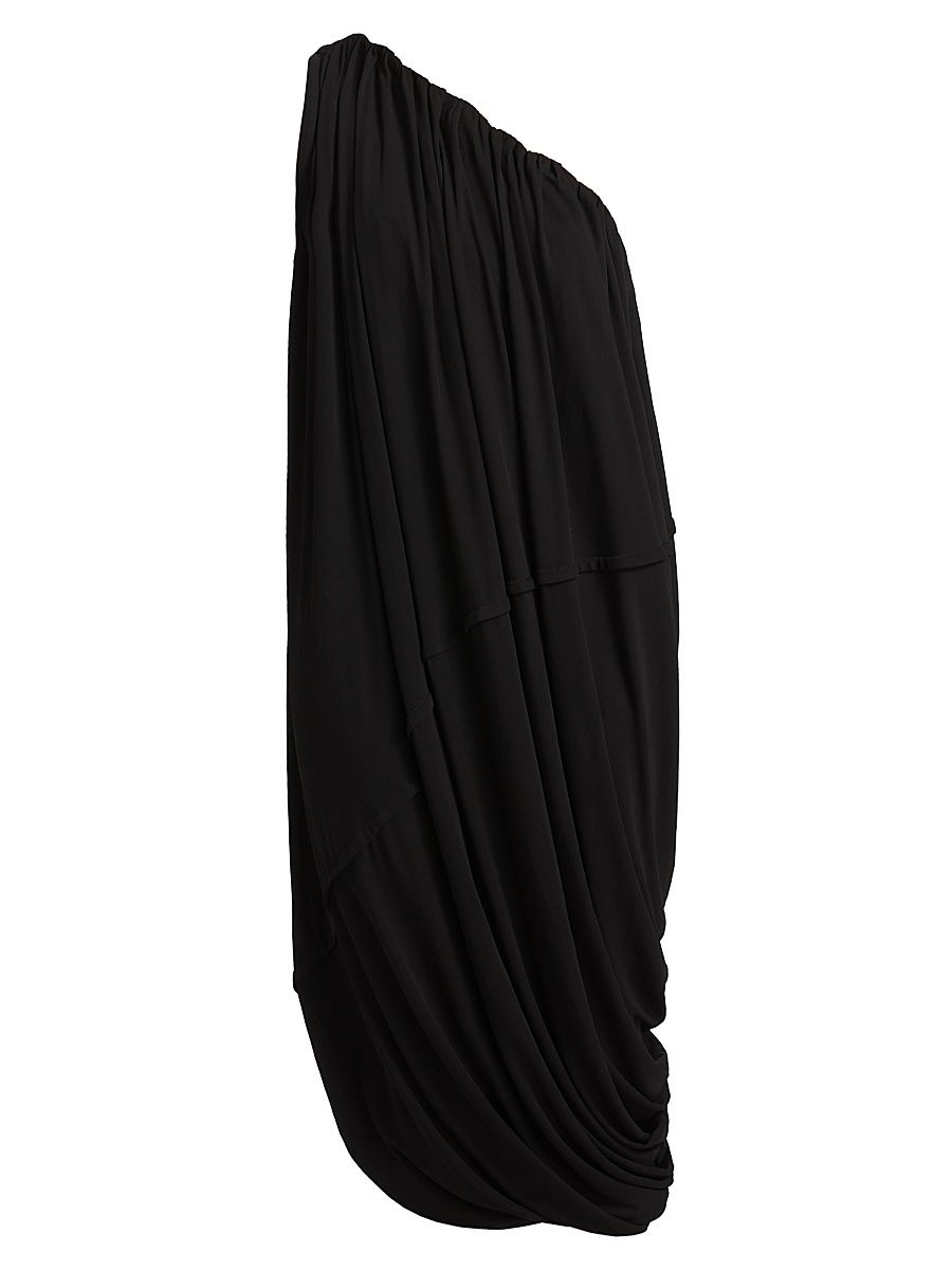 Women's Draped Asymmetric Midi-Dress - Black - Size Large