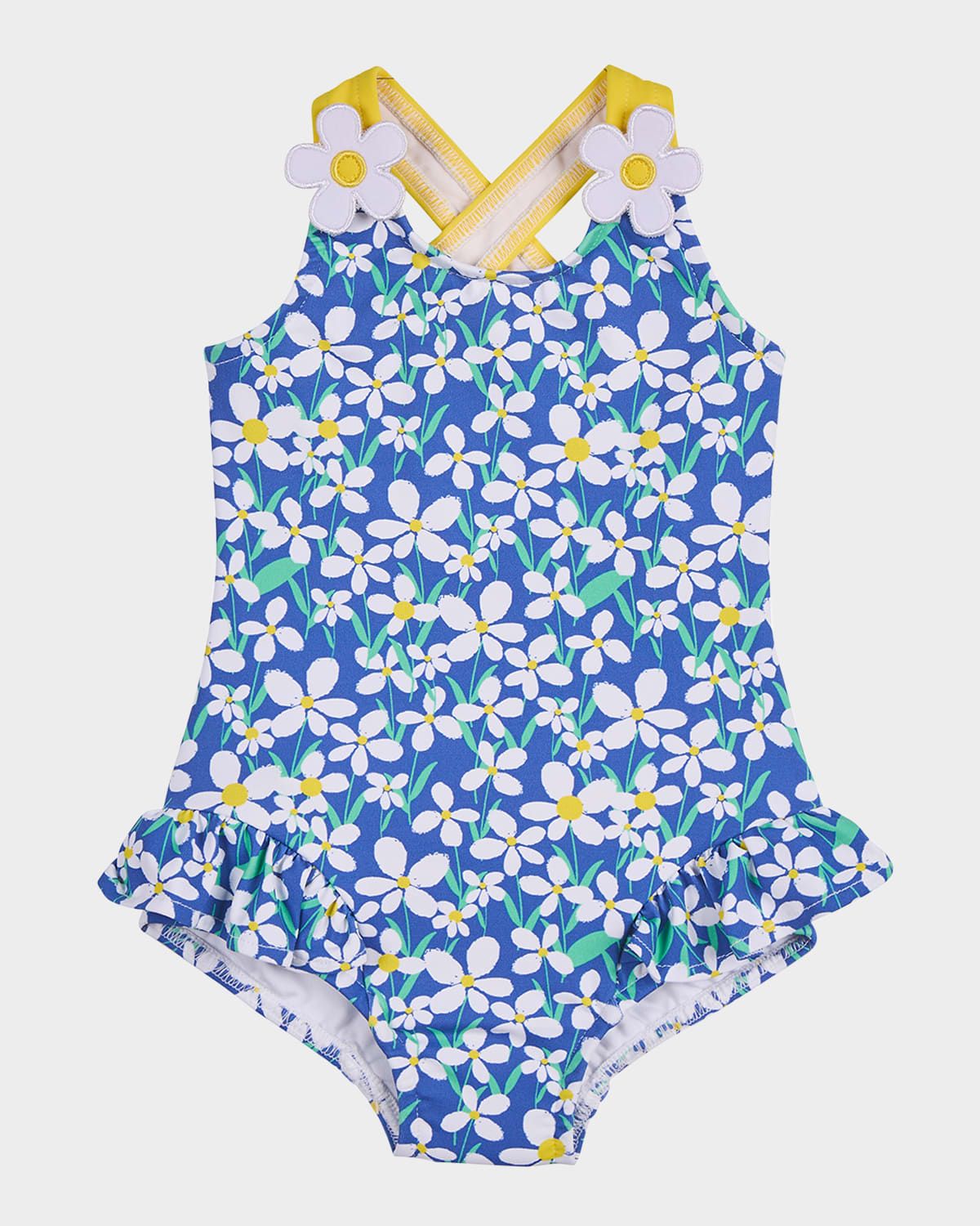 Girl & apos;s Daisy Floral Ruffled One-Piece Swimsuit, Size 2-6