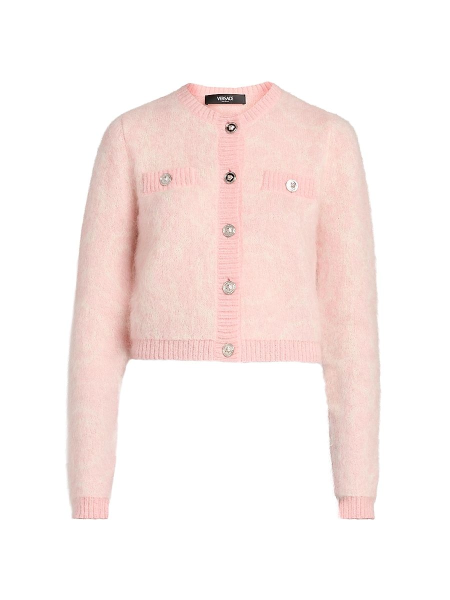 Women's Brushed Barocco Jacquard Cardigan - Rose Quartz - Size 12