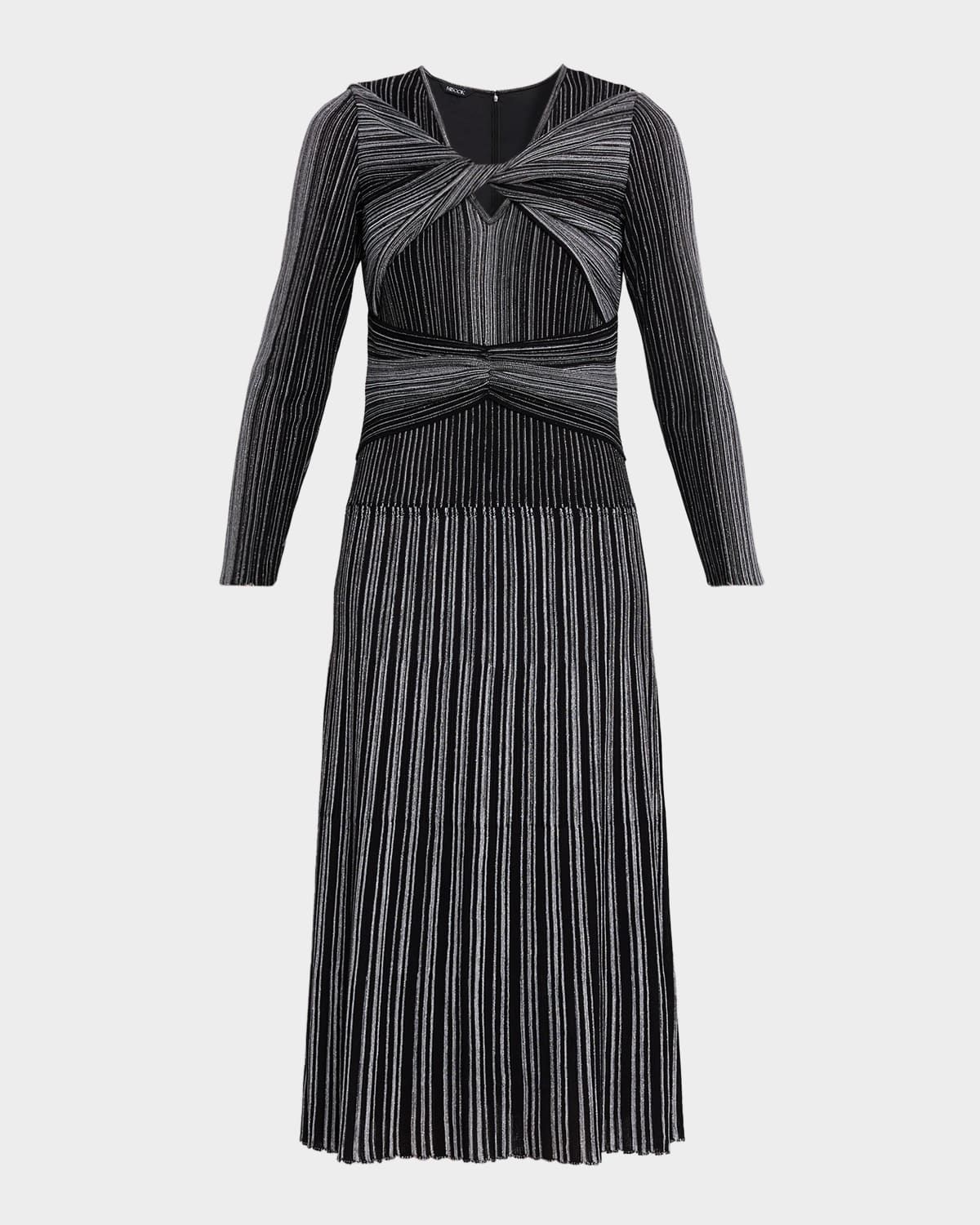 Twist-Front Knit Midi Dress