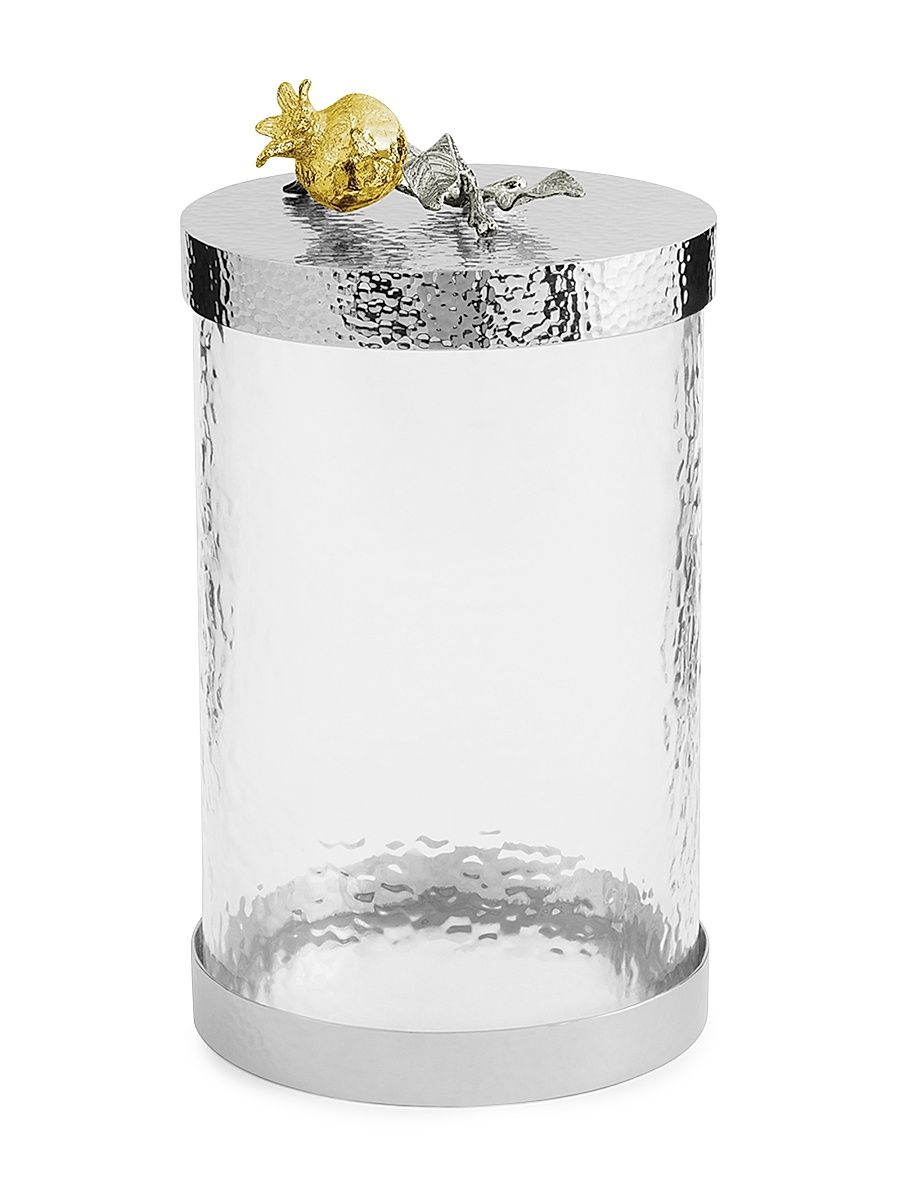 Medium Pomegranate Silver & Gold Canister - Grey Multi