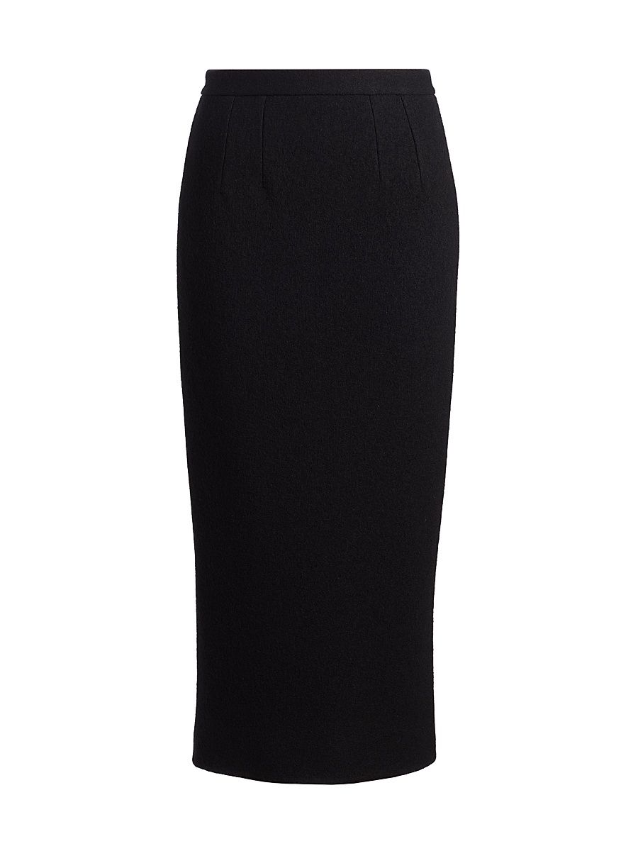 Women's Wool Pencil Midi-Skirt - Nero - Size 10