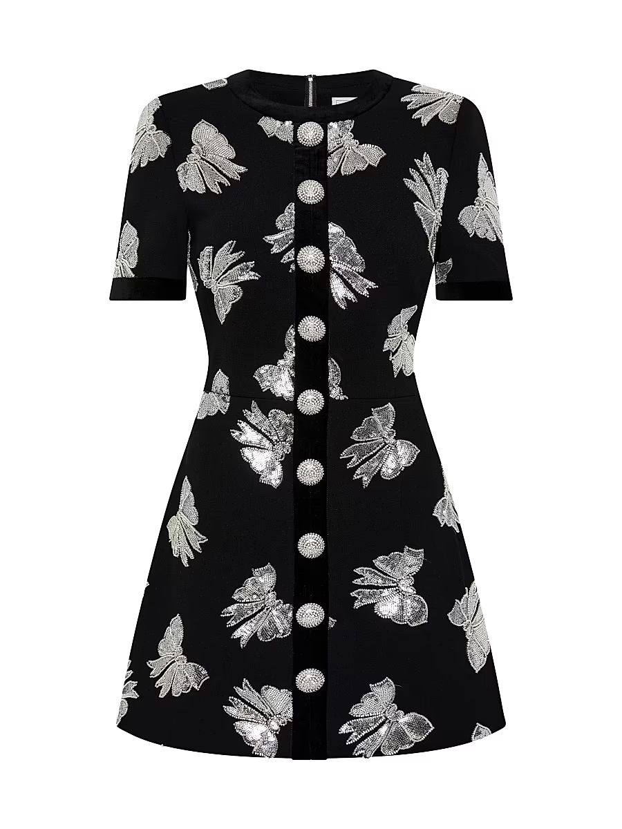 Women's Nicky Hilton x Rebecca Vallance Valor Bow Appliqué Minidress - Black - Size 6