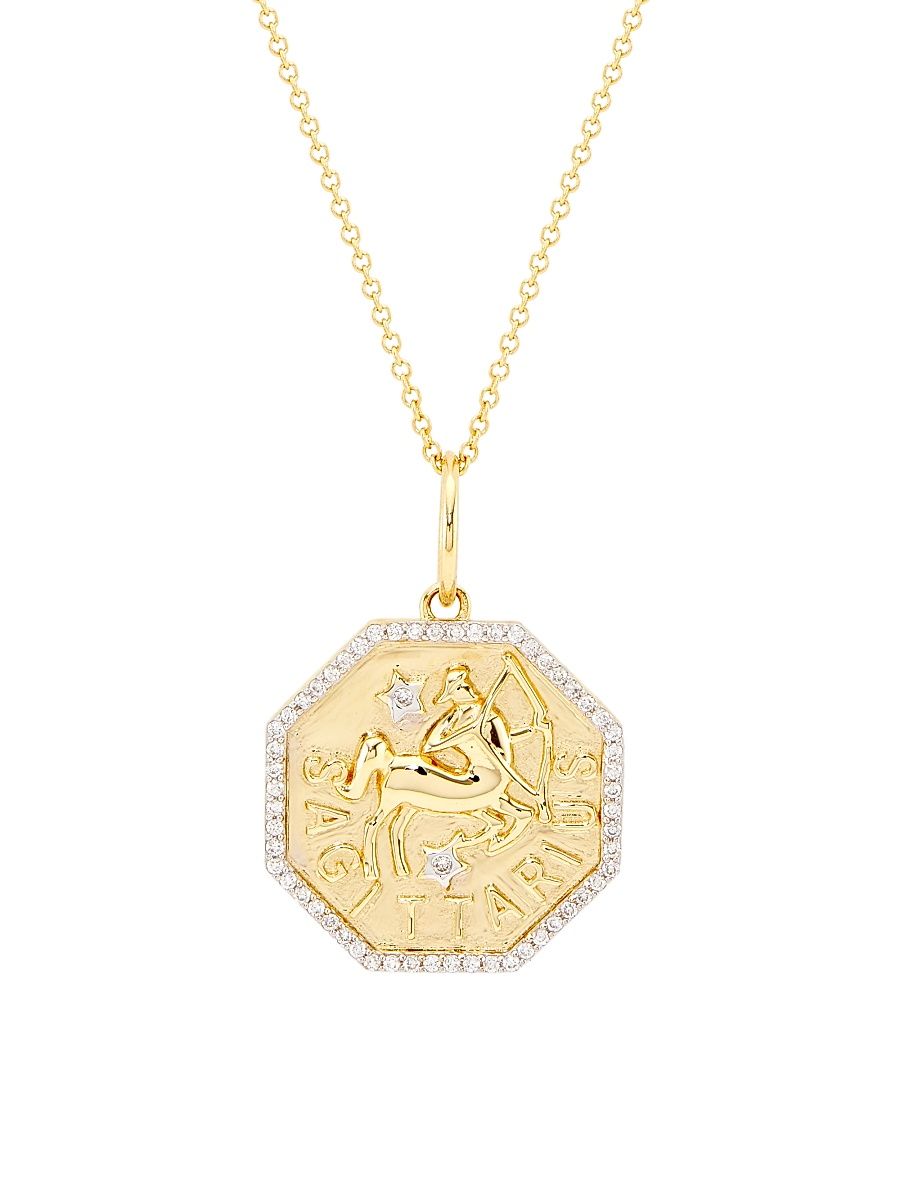 Women's 14K Yellow Gold & 0.2 TCW Diamond Zodiac Pendant Necklace - Capricorn