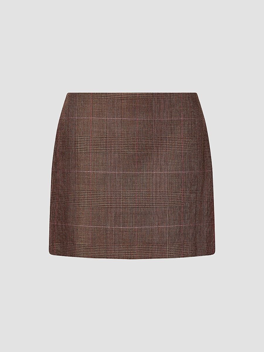 Women's Darted Mini Skirt - Brown