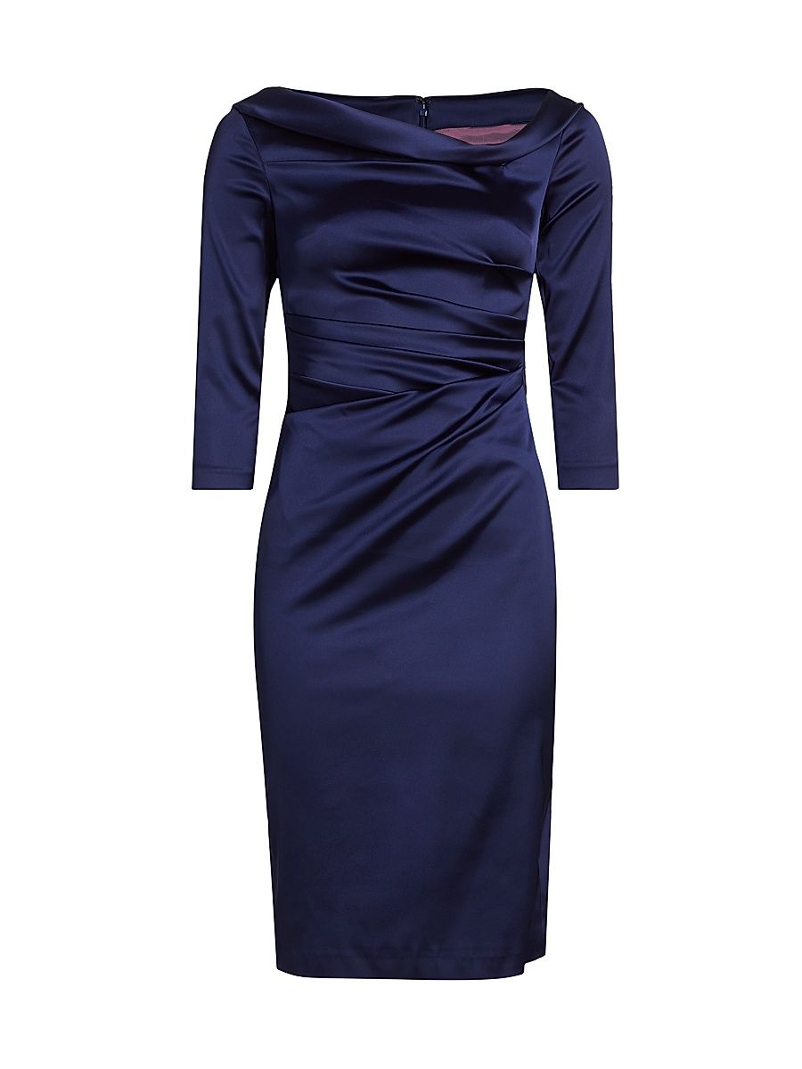 Women's Satin Duchesse Sheath Dress - Royal Navy - Size 10
