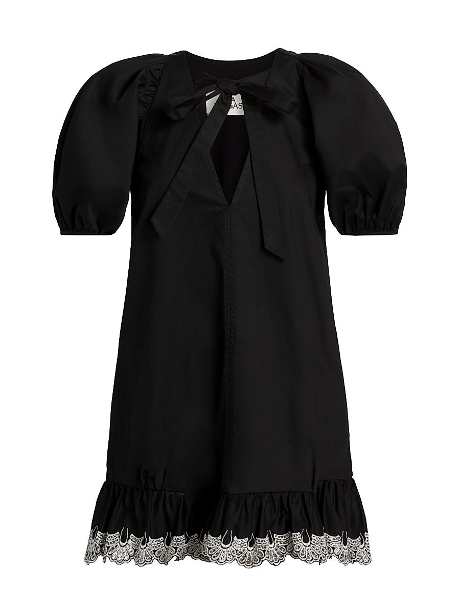 Women's Kimberly Lace-Trim Stretch-Cotton Minidress - Black - Size 10