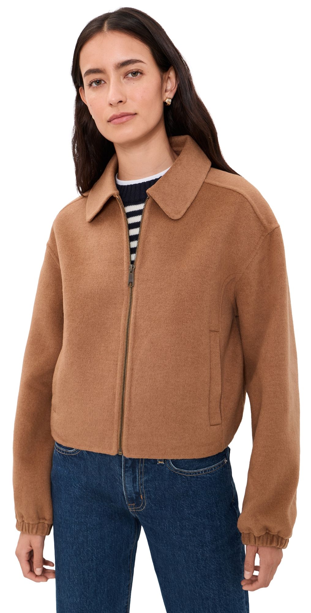 Marine Layer Zip Up Wool Jacket Camel XL