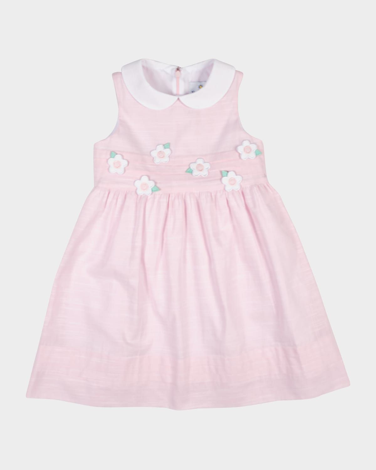 Girl & apos;s Floral Appliqué Linen-Look Sleeveless Dress, Size 2T-8