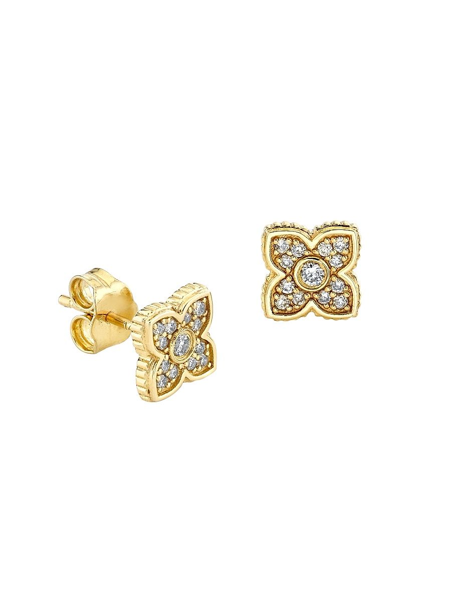 Women's Moroccan 14K Yellow Gold & 0.17 TCW Diamond Stud Earring - Yellow Gold