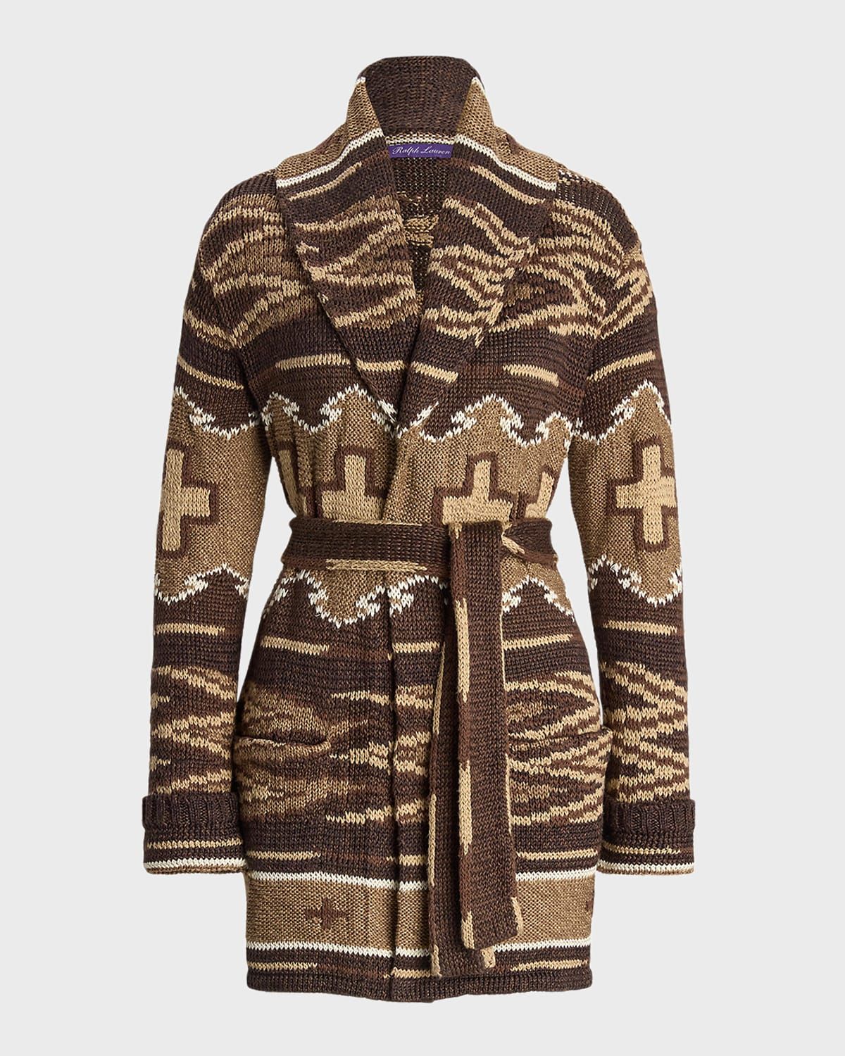 Shawl Knit Self-Tie Cardigan