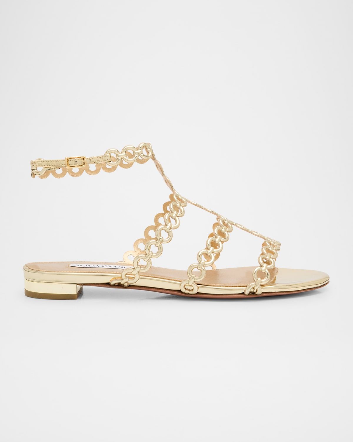 Infinity Metallic Chain T-Strap Sandals