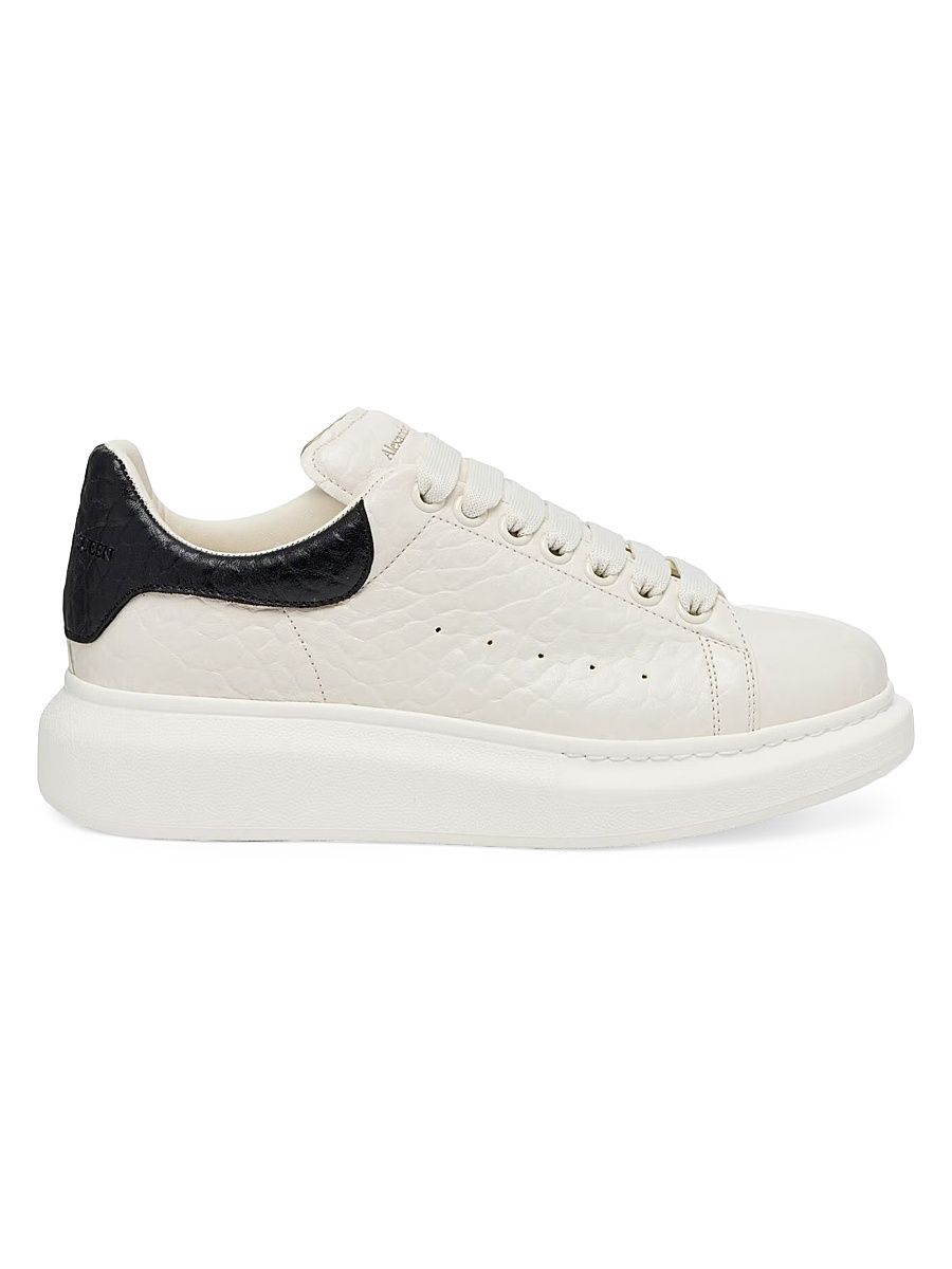 Men's Grainy Leather Oversized Sneakers - Off White Black - Size 13.5