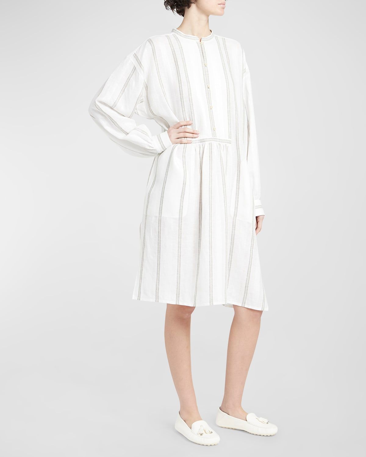 Livien Summertime Striped Linen Shift Dress