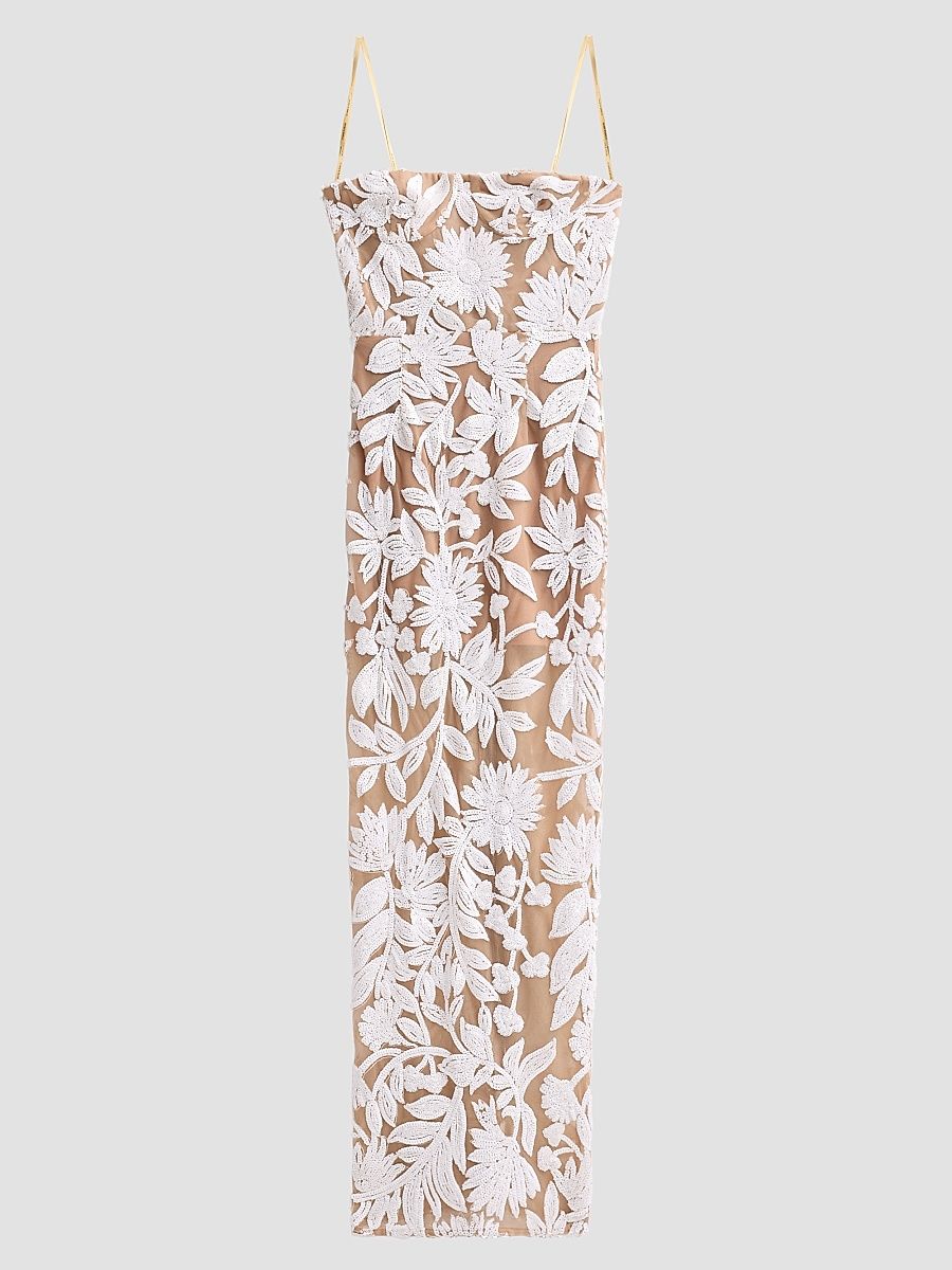 Women's Dahlia Strapless Maxi Dress - White Silver - Size XL