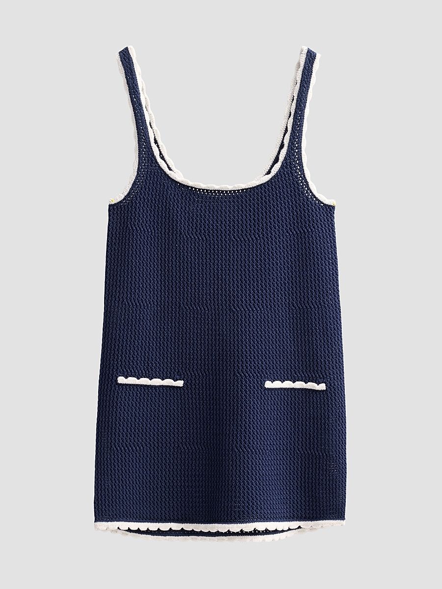 Women's Brianna Two-Tone Knit Mini Dress - Navy Eggshell - Size XL