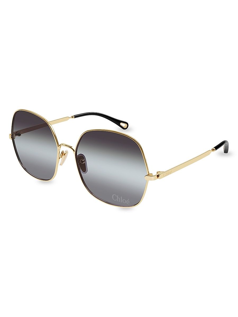 Women's Aly 60MM Square Sunglasses - Gold Grey