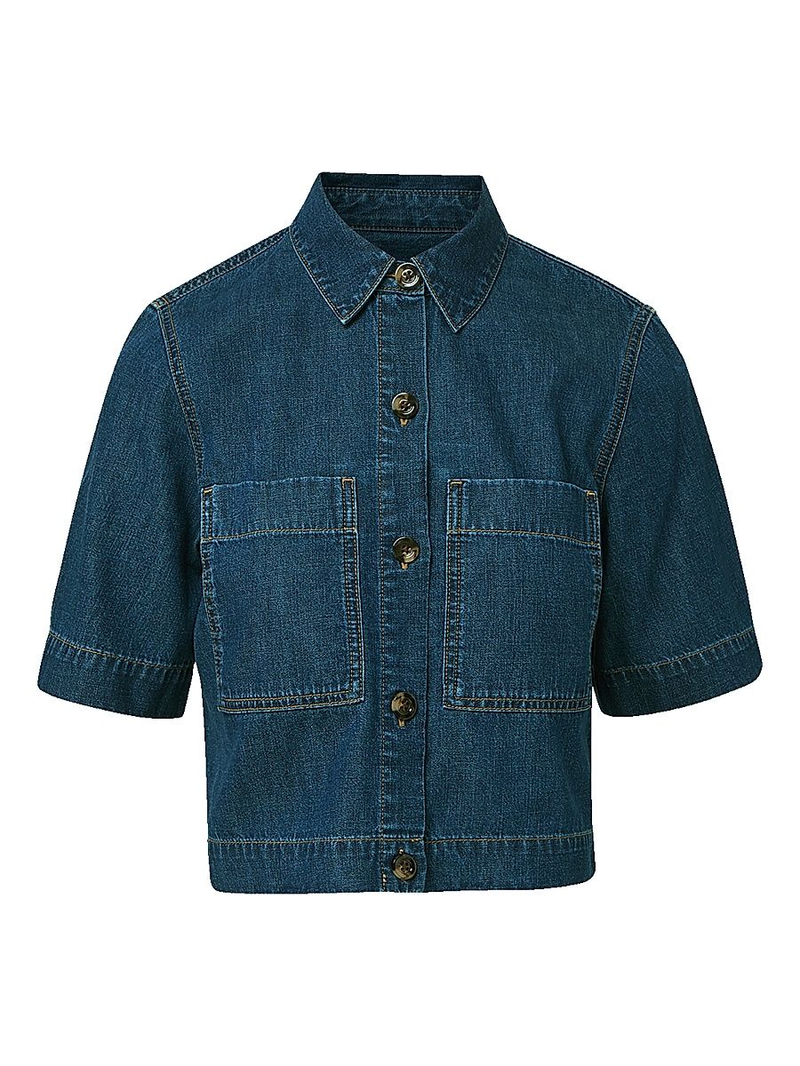Women's Spruce Denim Short-Sleeve Shirt - Starry Night - Size 10