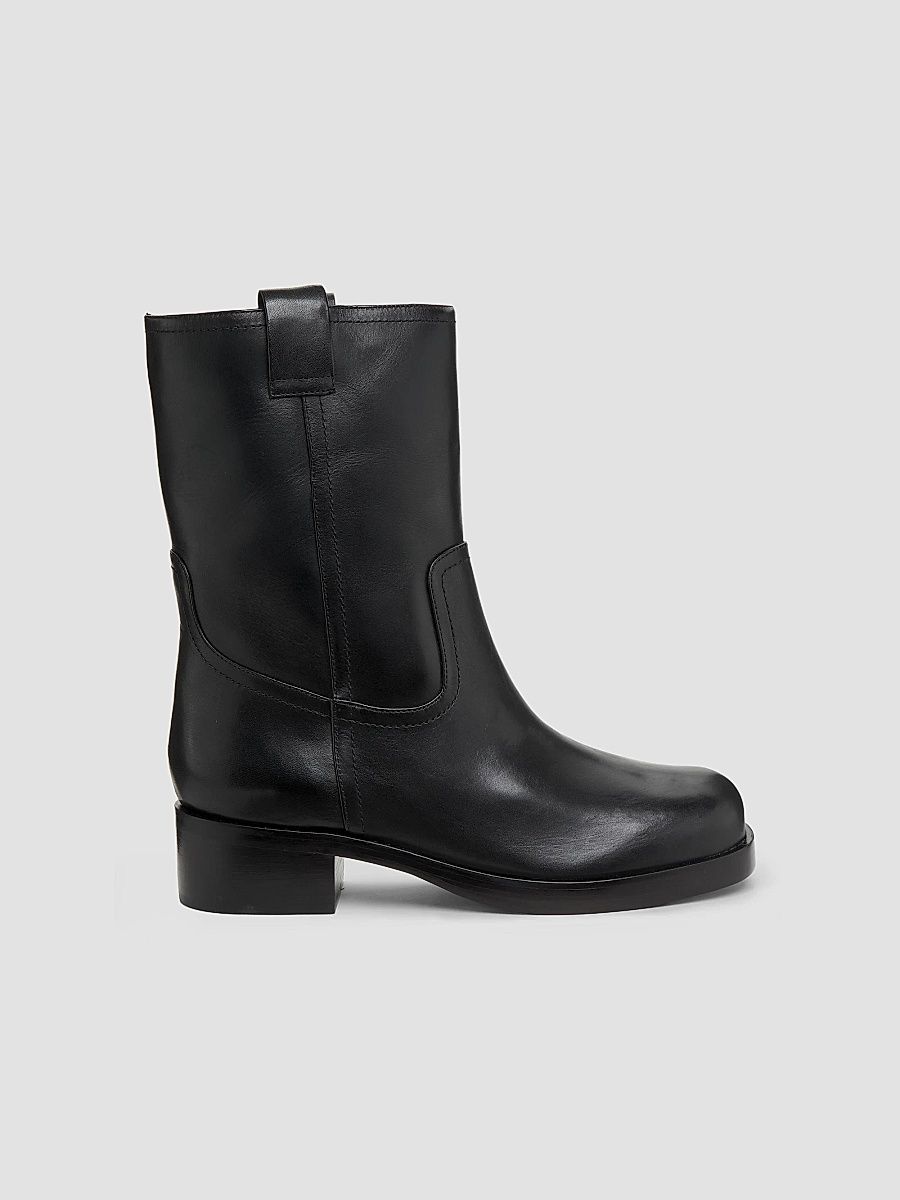 Women's 40MM Leather Motorcycle Boots - Black - Size 8
