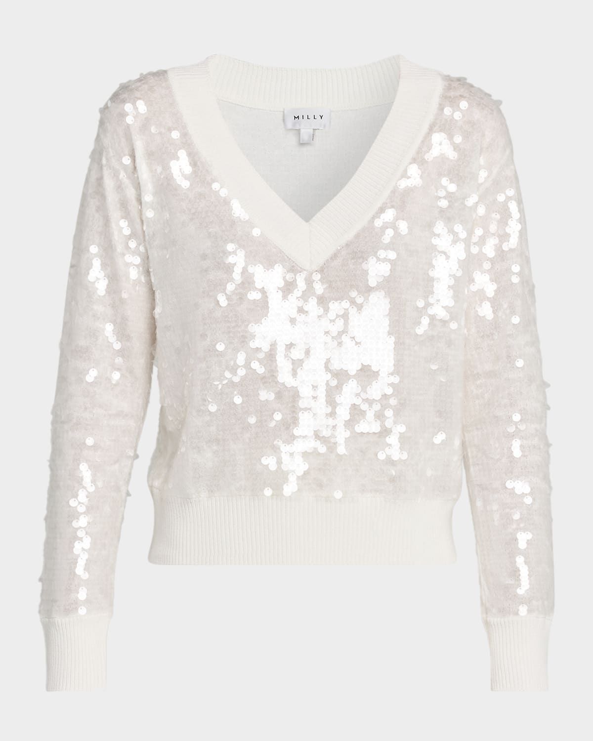 Ilaria Deep V-Neck Sequin Sweater