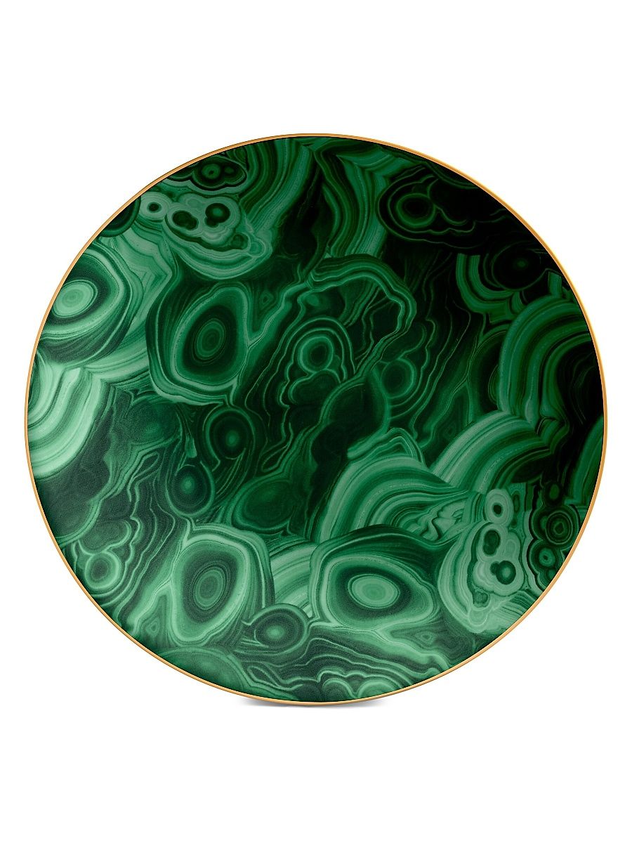 Malachite 24K Gold & Porcelain Charger & Cake Plate