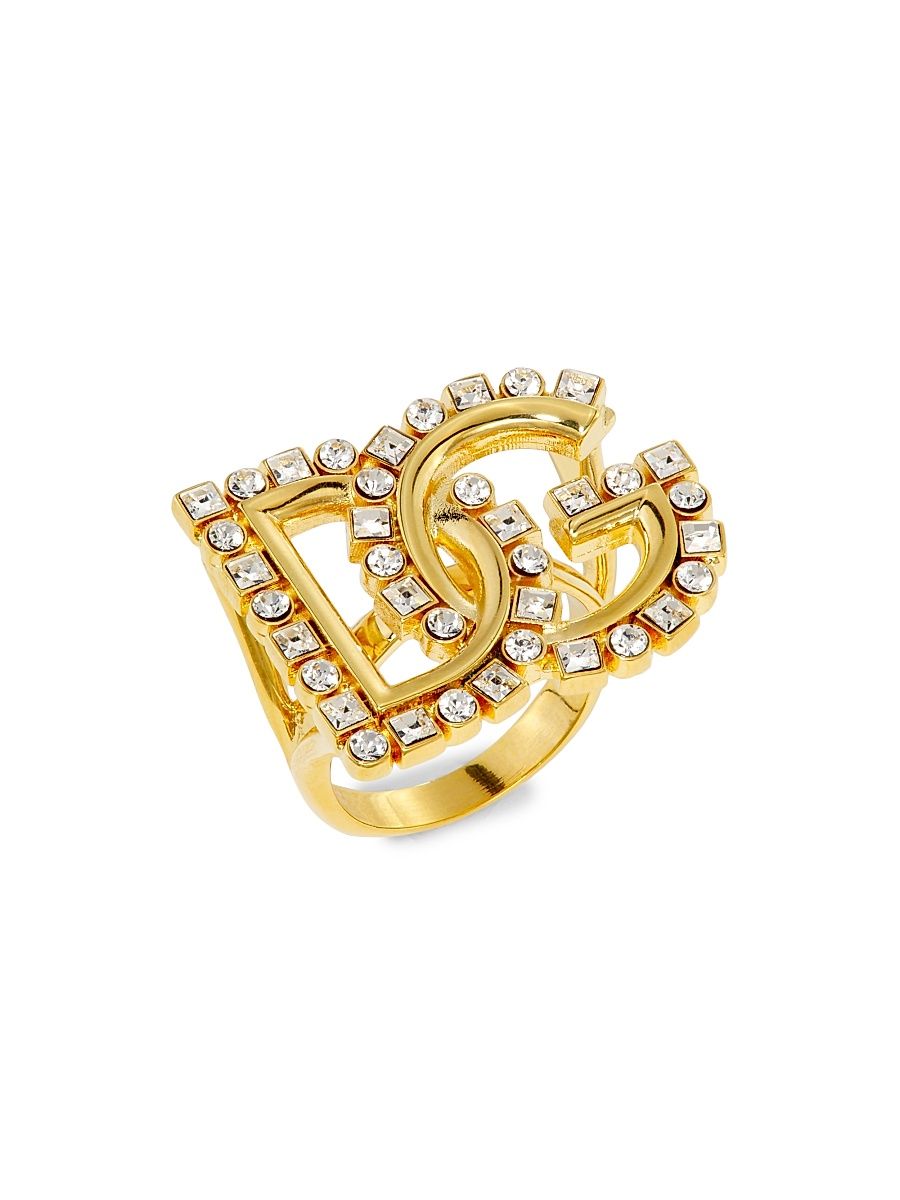 Women's Goldtone & Glass Crystal Monogram Ring - Gold - Size Medium