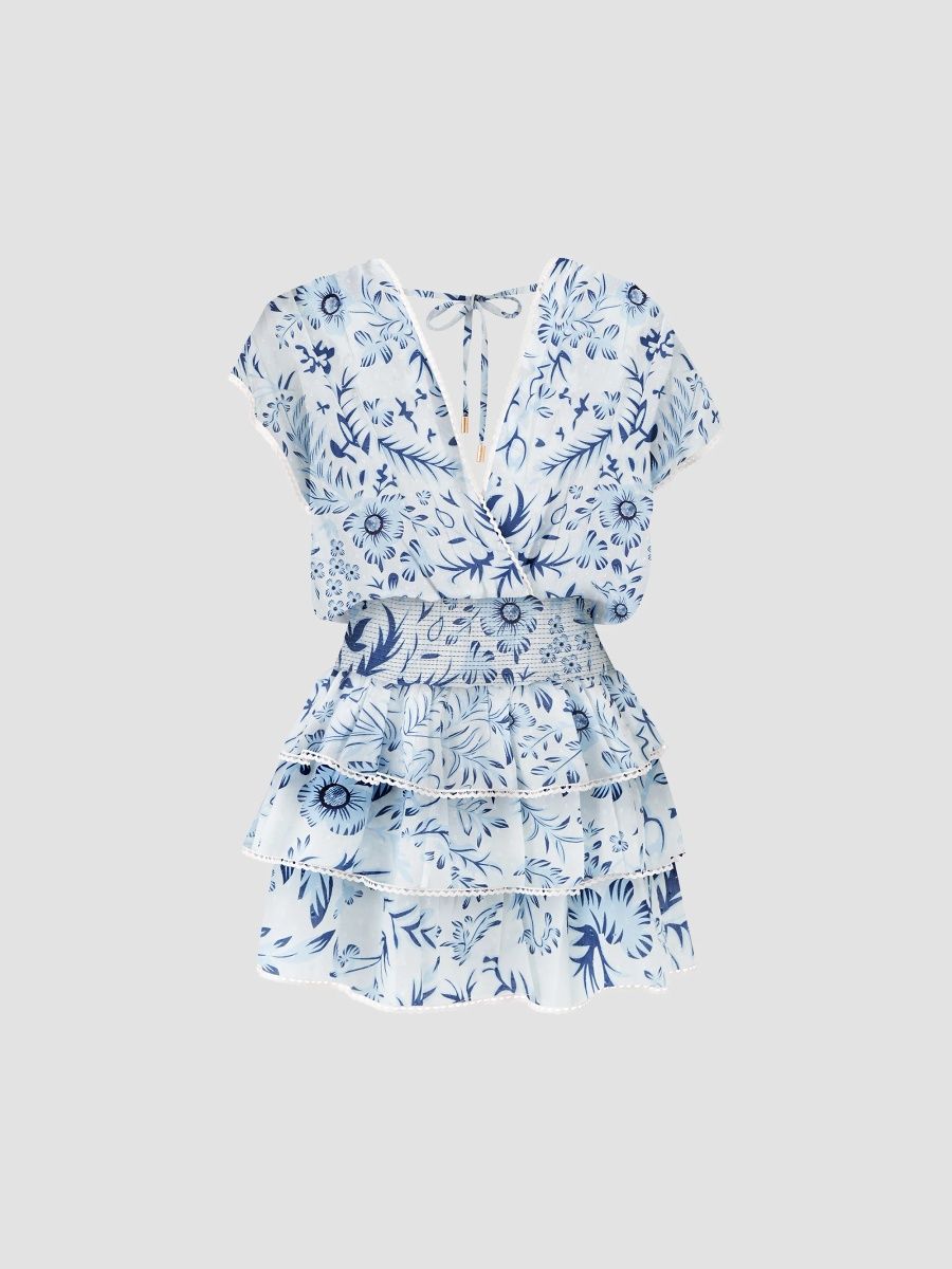 Melissa Odabash Women's Jess Printed Tiered Mini Dress - Jardin - Size Large